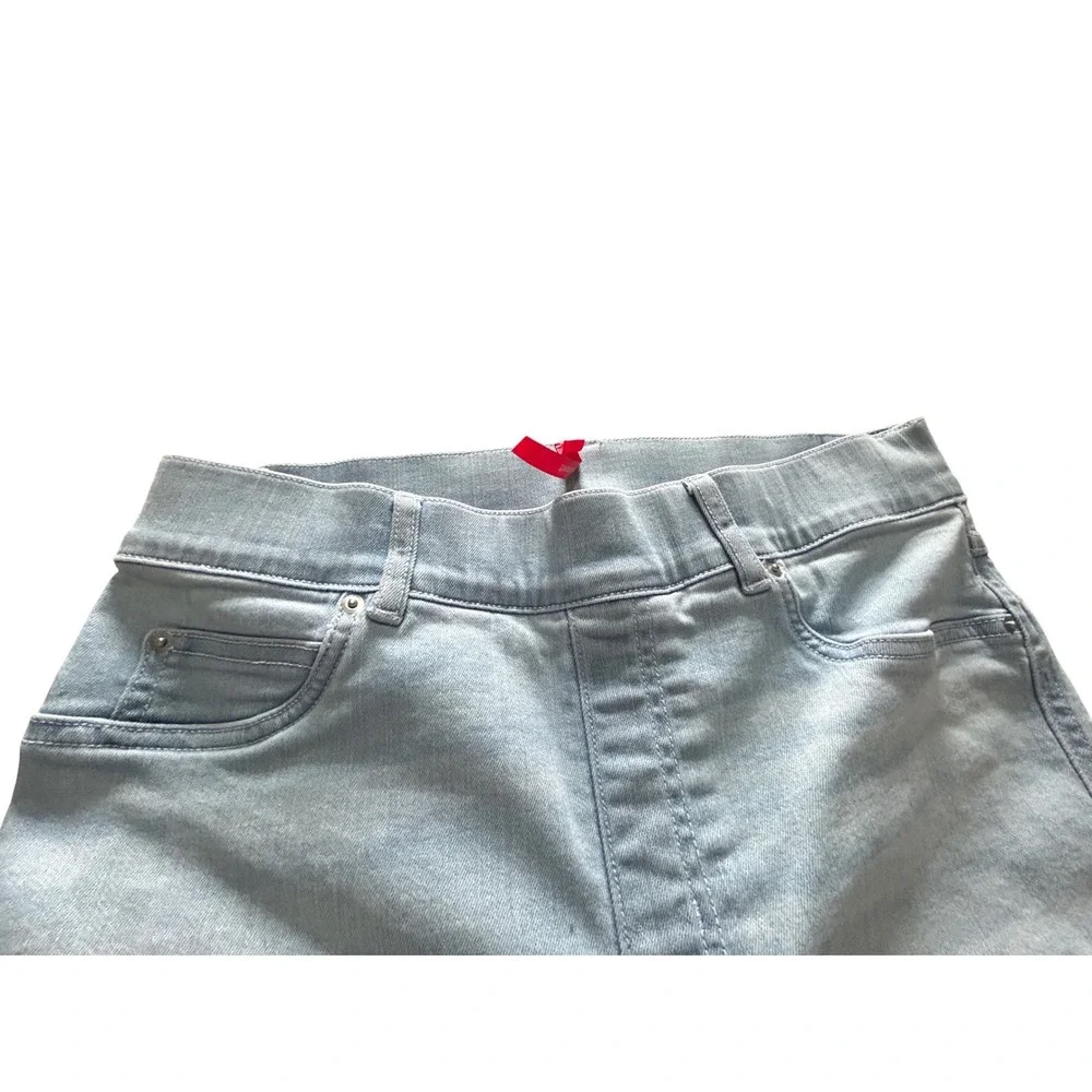 Spanx Flare Jeans Light Wash Blue High Rise Pull On Stretch Denim Womens Medium - Picture 4 of 8